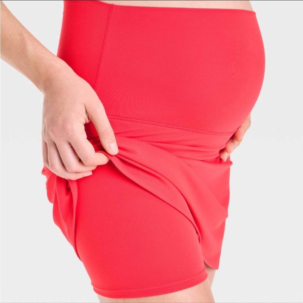 Isabel Maternity Coral Active Skort - Picture 3 of 6